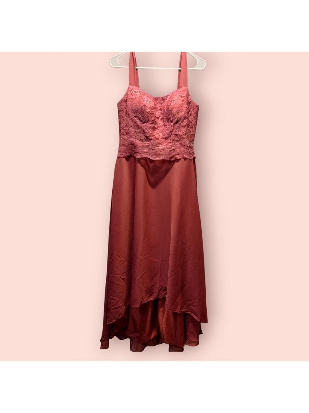 Dark Pink Sleeveless Asymmetrical Back Bridesmaid Dress 10 - Picture 1 of 9